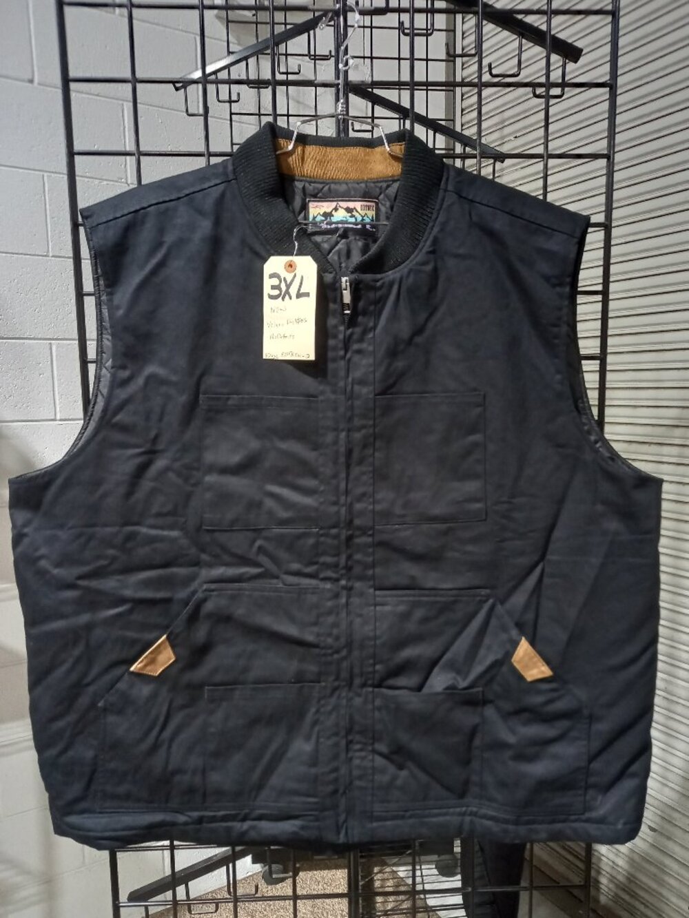 Men's Concealed Carry Canvas Quilted Vest - Black | 3XL
